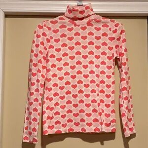 Girls Old Navy XL dark and light pink hearts on white  turtleneck